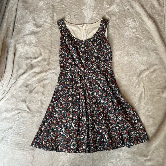 Handmade - Teacup flower Teal and Cream Pleated Mini Dress - Picture 1 of 8